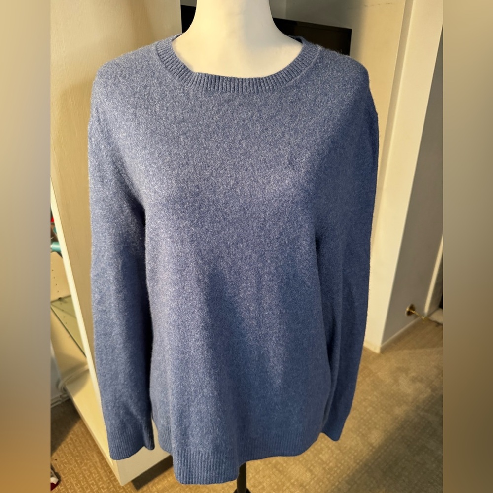 Calvin Klein Men’s Wool Sweater Crewneck Blue Large Unisex Minimalist